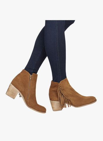 Next Tan Suede Side Fringe Ankle Boots