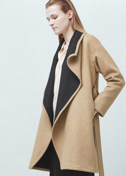 WIDE LAPEL WOOL-BLEND COAT