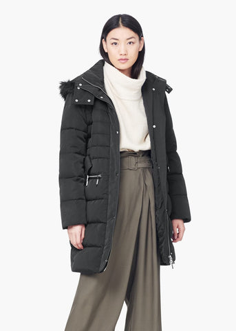 DETACHABLE HOOD QUILTED COAT